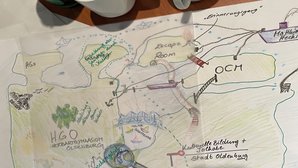 Bild von der gezeichneten Landkarte der gemeinsamen Kooperation bei Schule:Kultur. Foto: Stadt Oldenburg Bild von der gezeichneten Landkarte der gemeinsamen Kooperation bei Schule:Kultur. Foto: Stadt Oldenburg