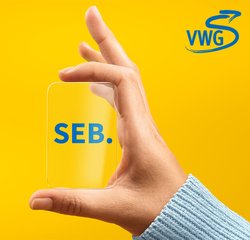 Werbung für SEB durch eine Hand, die kein Ticket hält. Foto: VWG