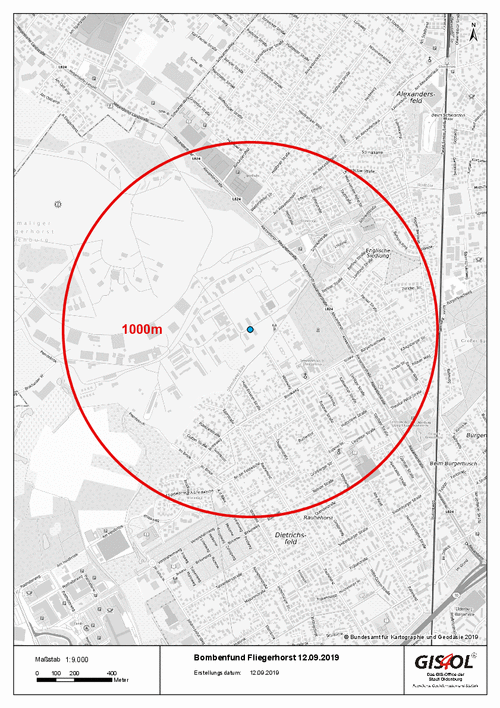 Bombenfund Fliegerhorst 12.09.2019. Quelle: gis