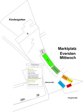 Plan des Wochenmarktes Eversten mittwochs. Plan: Stadt Oldenburg