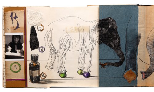 Horst Janssen, Die Elefantenführerin, Leporello © (Horst Janssen) VG Bild-Kunst, Bonn 2021