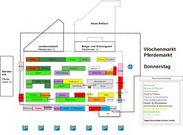 Plan des Wochenmarktes Pferdemarkt donnerstags. Plan: Stadt Oldenburg