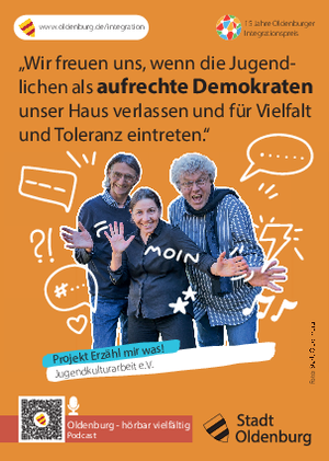 Postkarte zum Projekt: „Erzähl mir was! Theater spielen, Sprache lernen, Spaß haben“ Foto: Stadt Oldenburg Postkarte zum Projekt: „Erzähl mir was! Theater spielen, Sprache lernen, Spaß haben“ Foto: Stadt Oldenburg