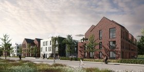 Straßenperspektive der geplanten Bebauung für das LOS 7 auf dem Fliegerhorst. Visualisierung: CapitalReal und Boma Architekten