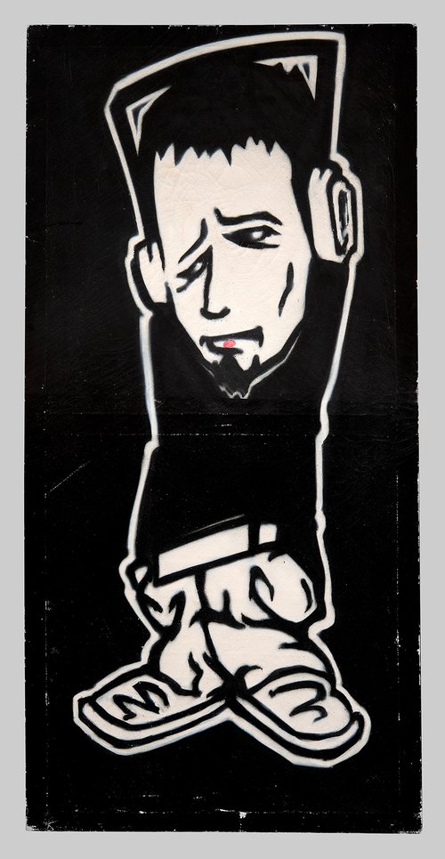 Bartosz Boron, Graffito, um 1995, Sprühlack auf Leinwand, 160  x 76 cm, Foto: A. Gradetchliev/Stadtmuseum Oldenburg