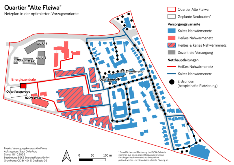 Konzeptskizze der Vorzugsvariante aus dem energetischen Quartierskonzept Alte Fleiwa