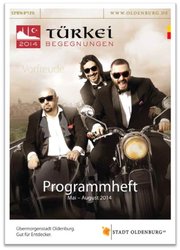 Cover vom Programmheft Mai bis August. Quelle: Stadt Oldenburg/Titelbild: Taksim Trio