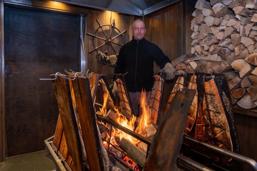 Sascha Stüber Flammlachs auf dem Lamberti-Markt 2025. Foto: Sascha Stüber