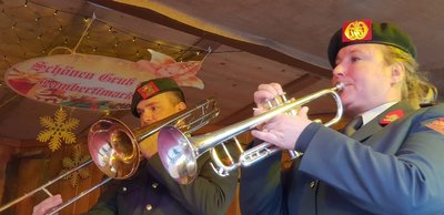 Das Blechbläserquintett Johan Willem Friso auf der Lamberti-Markt-Bühne am 1. Dezember 2018. Foto: Stadt Oldenburg