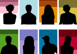 Mit Schatten angedeutete Portraits vor buntem Hintergrund. Foto: pixabay/Clker-Free-Vector-Images