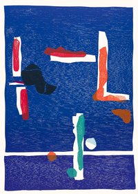 Henrik Eiben, Fehmarn Blue, Holzschnitt, 2026, Foto Griffelkunst Henrik Eiben, Fehmarn Blue, Holzschnitt, 2026