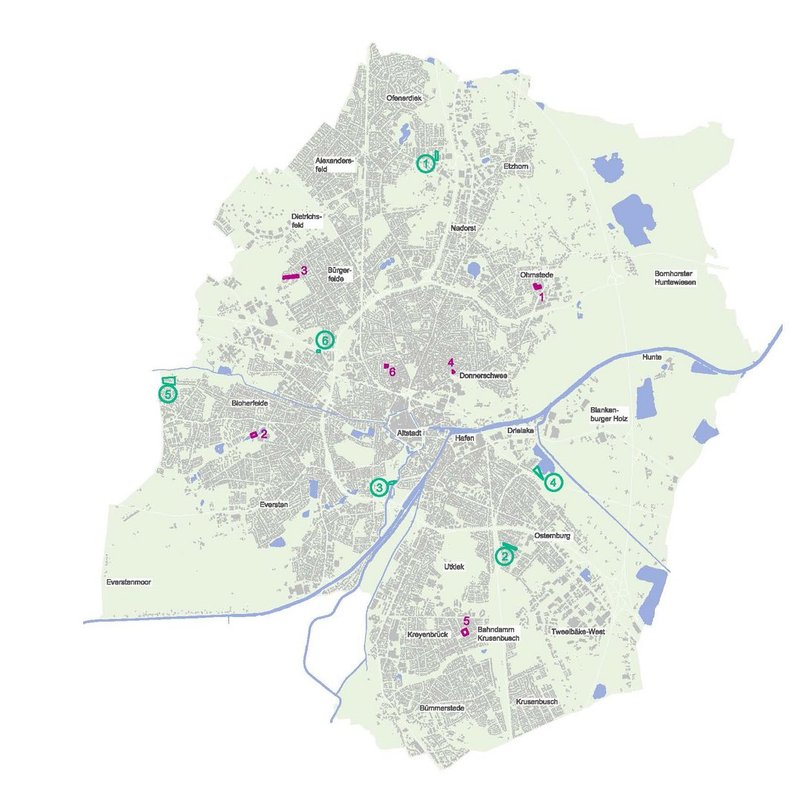 Lageplan Wildblumenwiesen. Grafik: Stadt Oldenburg