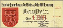 Coupon zur Bausteinsammlung des sozialen Wohnungsbaufonds 1949. Quelle: Stadt Oldenburg