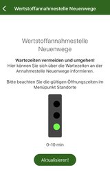 Scrennshot aus der Abfallapp: Ampelsystem von den Wertstoffannahmestellen. Foto: Stadt Oldenburg