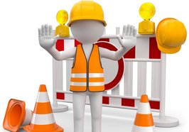 Männchen vor einer Baustellenabsperrung. Foto: fotomek/Fotolia