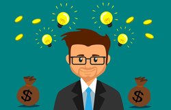 Geschäftsmann, Geld und aufleuchtende Glühbirnen. Foto: Mohamed Hassan/pixabay.com