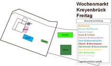Plan des Wochenmarktes Kreyenbrück freitags. Plan: Stadt Oldenburg