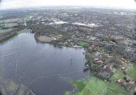 Blick auf Oldenburg Süd. Drohnenbild zur Hochwasserlage in Oldenburg, Stand 2. Januar 2024. Foto: Feuerwehr Oldenburg