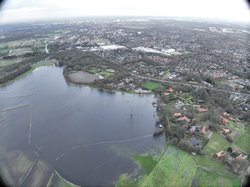 Blick auf Oldenburg Süd. Drohnenbild zur Hochwasserlage in Oldenburg, Stand 2. Januar 2024. Foto: Feuerwehr Oldenburg