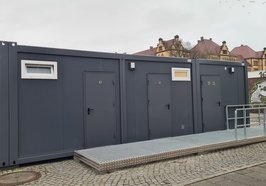 Container für Toilette und Kiosk auf dem Pferdemarkt. Foto: Stadt Oldenburg