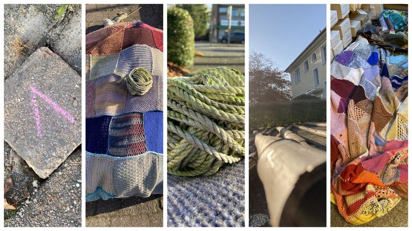 Collage aus 5 Bildern mit Detailaufnahmen beim Tipiabbau. Foto: Stadt Oldenburg