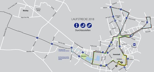 Straßensperrungen zum Oldenburg Marathon 2018. Grafik: Frau Lönne Medienkontor