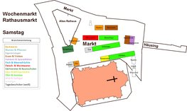 Plan des Wochenmarktes Rathausmarkt samstags. Plan: Stadt Oldenburg