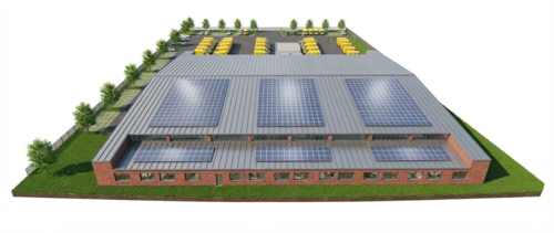 In Teilen begrünt und energetisch saniert, mit nachhaltiger Stromversorgung: So wird der neue Zustellstützpunkt nach dem Umbau aussehen. Grafik: Ahlers Planungsgesellschaft mbH/Deutsche Post DHL Real Estate In Teilen begrünt und energetisch saniert, mit nachhaltiger Stromversorgung: So wird der neue Zustellstützpunkt nach dem Umbau aussehen. Grafik: Ahlers Planungsgesellschaft mbH/Deutsche Post DHL Real Estate