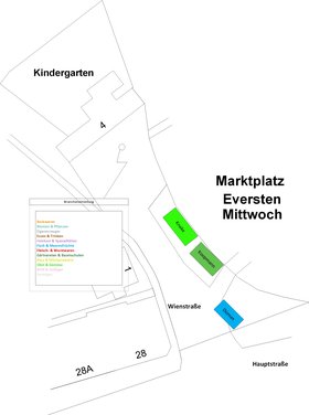 Plan des Wochenmarktes Eversten mittwochs. Plan: Stadt Oldenburg