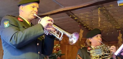 Das Blechbläserquintett Johan Willem Friso auf der Lamberti-Markt-Bühne am 1. Dezember 2018. Foto: Stadt Oldenburg