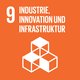 Ziel 9: Industrie, Innovation und Infrastruktur. Quelle: Engagement Global Icon zu Ziel 9: übereinandergestapelte dreidimensionale Würfe. Quelle: Engagement Global