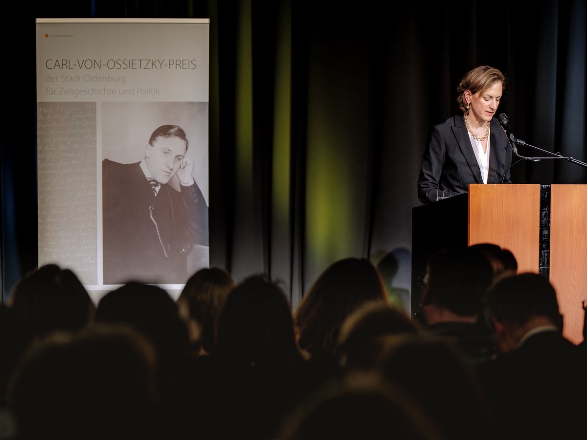 Anne Applebaum bei Ihrer Dankesrede. Foto: Jörg Hemmen
