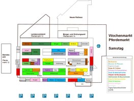 Plan des Wochenmarktes Pferdemarkt samstags. Plan: Stadt Oldenburg