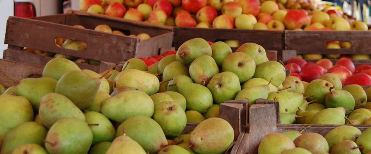 Birnen und Äpfel am Marktstand. Foto: Stadt Oldenburg