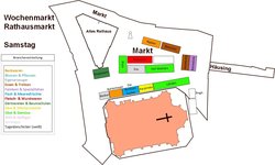 Plan des Wochenmarktes Rathausmarkt samstags. Plan: Stadt Oldenburg