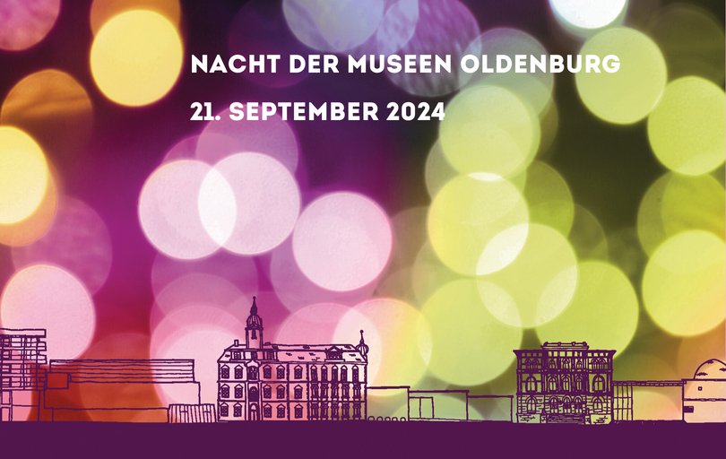 Bunte Lichtpunkte und Silhouetten Oldenburger Museen. Bild: Eddiks Grafik