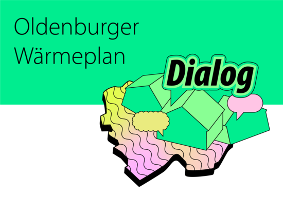 Mit der Veröffentlichung des Oldenburger Wärmeplans lädt die Stadt Oldenburg zu einer Reihe von Dialogveranstaltungen im CORE und den Stadtteilen ein. Grafik: Coool Agency/Stadt Oldenburg Grafik: Coool Agency/Stadt Oldenburg