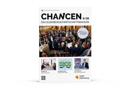 Titelseite des Oldenburger Wirtschaftsmagazins CHANCEN 3/25. Foto: Markus Hibbeler. Titelgestaltung: Stockwerk2