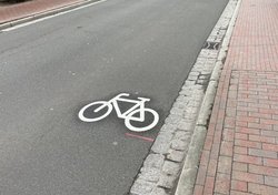 Fahrradpiktogramm auf der Fahrbahn. Foto: Stadt Oldenburg