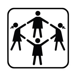 Spielende Kinder, schwarz-weißes Schild. Foto: T. Weiss/Pixelio.de