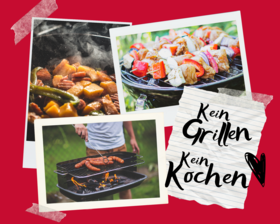 Collage. Kein Grillen, kein Kochen. Foto: canva