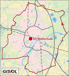 Lage der Grundschule Wallschule. Klick führt zur Karte. Quelle: GIS4OL