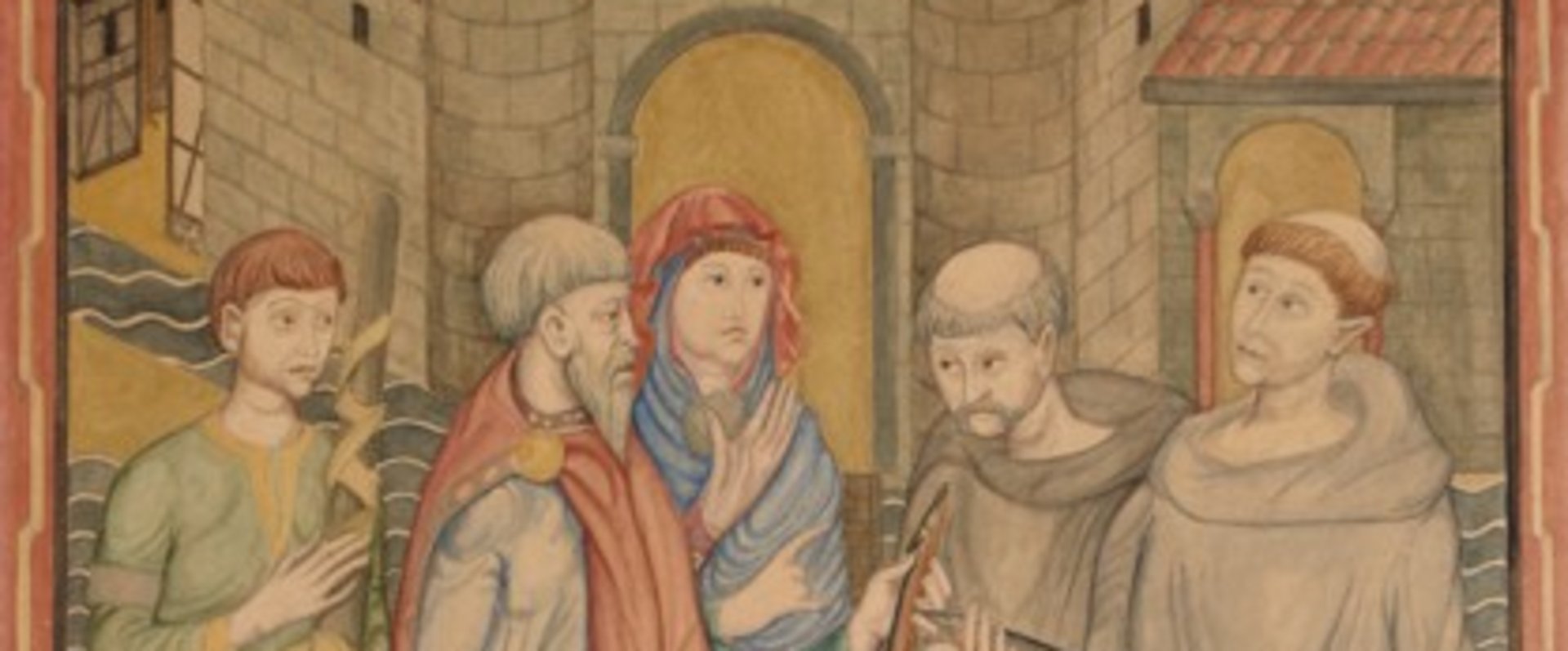 Die Aalbundübergabe im Jahre 1108, Aquarell und Gouache, Bernhard L. A. Neteler, 1985. Quelle: Stadtmuseum