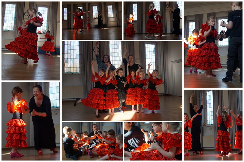 Collage mit Eindrücken vom Flamencounterricht. Foto: Stadt Oldenburg