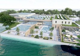 So könnte das neue Sport- und Gesundheitsbad am Flötenteich von der Seeseite aus aussehen. Foto: Geising + Böker