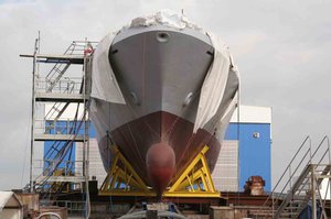 Die Korvette 130 Oldenburg im Bau. Quelle: Nordseewerke Emden Die Korvette 130 Oldenburg im Bau. Quelle: Nordseewerke Emden