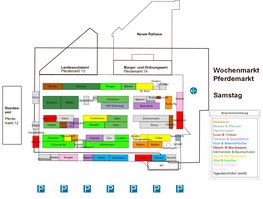 Plan des Wochenmarktes Pferdemarkt samstags. Plan: Stadt Oldenburg