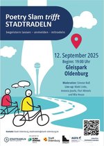Plakat mit der Einladung zum Poetry Slam im Rahmen von STADTRADELN. Quelle: AGFK Niedersachsen/Bremen