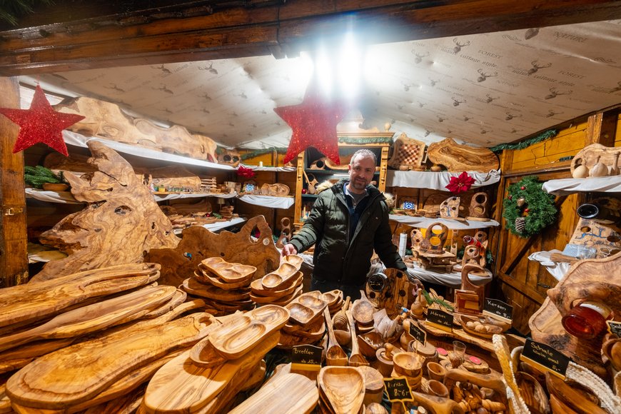 Sascha Stüber Olivenholzprodukte auf dem Lamberti-Markt 2025. Foto: Sascha Stüber