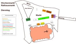 Plan des Wochenmarktes Rathausmarkt dienstags. Plan: Stadt Oldenburg